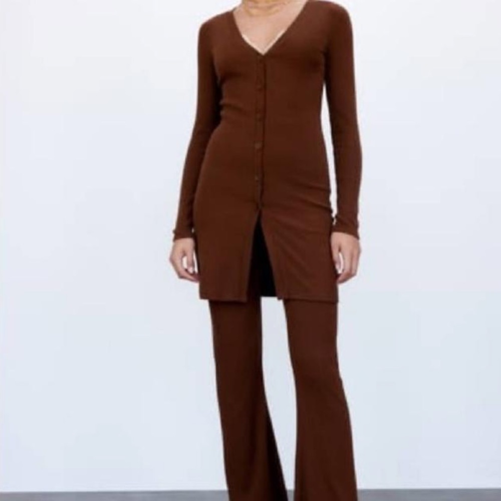 Zara Ribbed Button Sweater